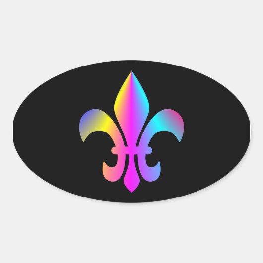 Sticker Ovale Fleur de Lis colorée (Devant)