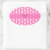 Sticker Ovale Fleur de Lis rose blanc et chaud Motif (Sac)
