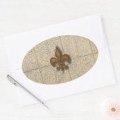 Sticker Ovale Fleur de Lis sur pierre (Enveloppe)