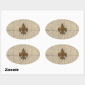 Sticker Ovale Fleur de Lis sur pierre (Feuille)