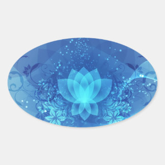 Sticker Ovale Fleur de Lotus bleu