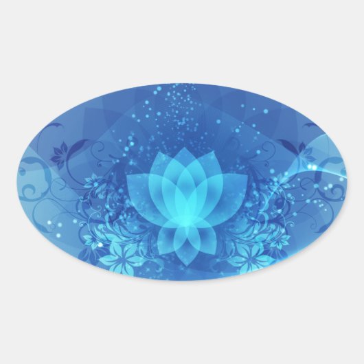 Sticker Ovale Fleur de Lotus bleu (Devant)