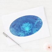 Sticker Ovale Fleur de Lotus bleu (Enveloppe)