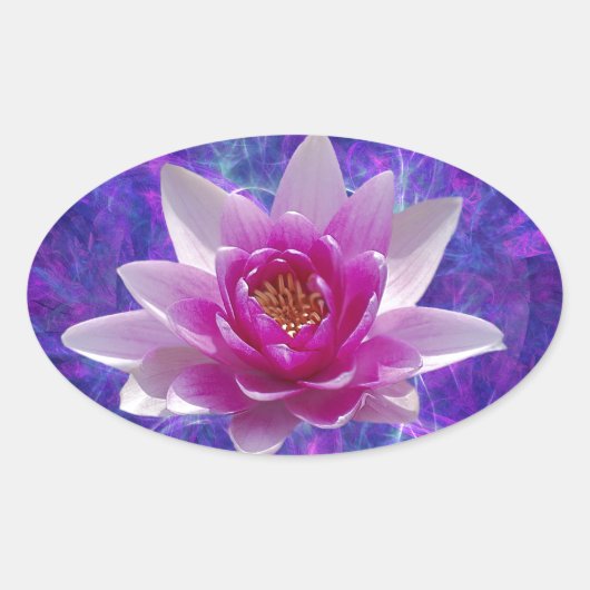 Sticker Ovale Fleur de lotus rose et signification (Devant)