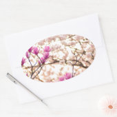 Sticker Ovale Fleur de printemps rose pourpre en floraison (Enveloppe)