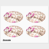 Sticker Ovale Fleur de printemps rose pourpre en floraison (Feuille)