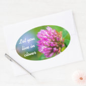 Sticker Ovale Fleur de trèfle rose (Enveloppe)