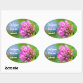 Sticker Ovale Fleur de trèfle rose (Feuille)