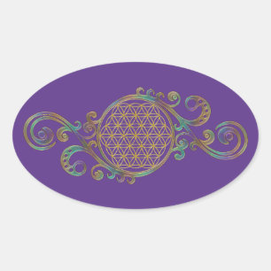 Sticker Ovale Fleur De Vie - Ornements Spiraux 1