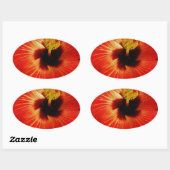 Sticker Ovale Fleur d'Hibiscus rouge-orange (Feuille)