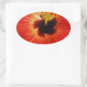 Sticker Ovale Fleur d'Hibiscus rouge-orange (Sac)