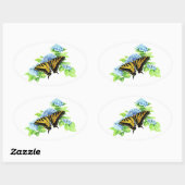Sticker Ovale Fleur d'hydrangée de papillon Swallowtail (Feuille)