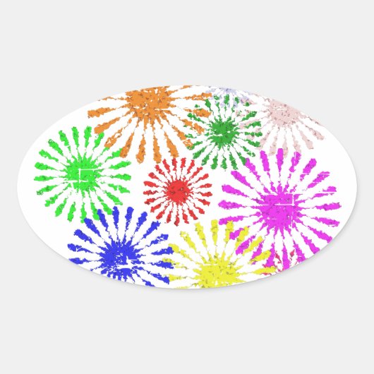 Sticker Ovale Fleur en panne (Devant)