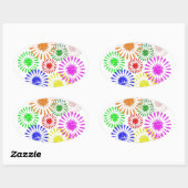 Sticker Ovale Fleur en panne (Feuille)