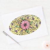 Sticker Ovale Fleur rose - Printemps (Enveloppe)