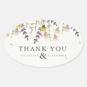 Sticker Ovale Fleur sauvage Meadow Mariage Merci Favoriser (Devant)