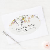 Sticker Ovale Fleur sauvage Meadow Mariage Merci Favoriser (Enveloppe)