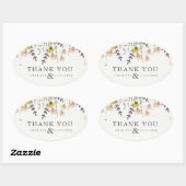 Sticker Ovale Fleur sauvage Meadow Mariage Merci Favoriser (Feuille)