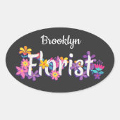 Sticker Ovale Fleuriste amusant typographie moderne (Devant)