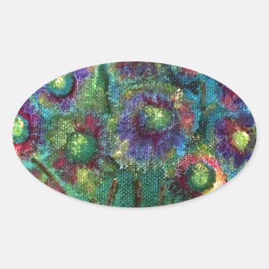 Sticker Ovale Fleurs Abstraites (Devant)