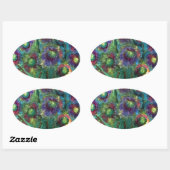 Sticker Ovale Fleurs Abstraites (Feuille)