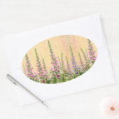 Sticker Ovale fleurs colorées de foxglove (Enveloppe)