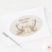 Sticker Ovale Fleurs de cerfs et de mariage (Enveloppe)