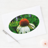 Sticker Ovale Fleurs de cônes blanches et orange (Enveloppe)