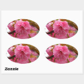 Sticker Ovale Fleurs de fleurs de cerisier rose chaud (Feuille)