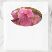 Sticker Ovale Fleurs de fleurs de cerisier rose chaud (Sac)