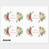 Sticker Ovale Fleurs de Noël vintage (Feuille)