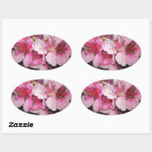Sticker Ovale Fleurs de pêche (Feuille)