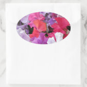 Sticker Ovale Fleurs de pois doux roses, violettes et blanches e (Sac)