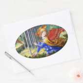 Sticker Ovale Fleurs de rassemblement d'anges dans un paysage cé (Enveloppe)