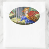 Sticker Ovale Fleurs de rassemblement d'anges dans un paysage cé (Sac)