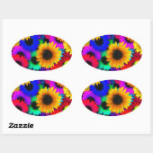 Sticker Ovale Fleurs de soleil Neon (Feuille)