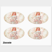 Sticker Ovale Fleurs et Angel Vintage Collage (Feuille)