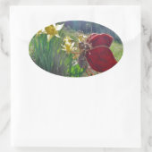 Sticker Ovale Fleurs et fleurs jaunes (Sac)