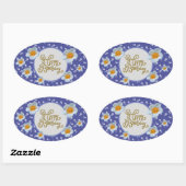 Sticker Ovale Fleurs hacheuses (Feuille)