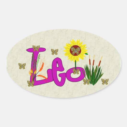 Sticker Ovale Fleurs Leo (Devant)