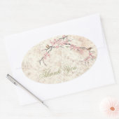 Sticker Ovale fleurs rose japonaise cerisier fleur printemps mar (Enveloppe)