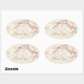 Sticker Ovale fleurs rose japonaise cerisier fleur printemps mar (Feuille)