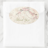 Sticker Ovale fleurs rose japonaise cerisier fleur printemps mar (Sac)