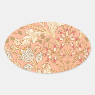 Sticker Ovale Fleurs rose pastel