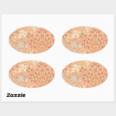 Sticker Ovale Fleurs rose pastel (Feuille)