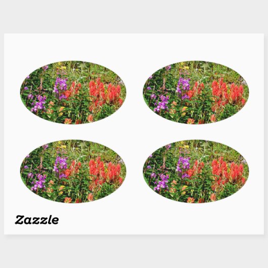 Sticker Ovale Fleurs sauvages des Rocheuses (Feuille)