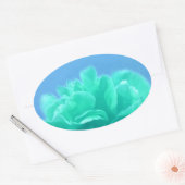 Sticker Ovale Floral bleu-vert coloré (Enveloppe)