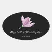 Sticker Ovale Floral Magnolia sur le Mariage noir (Devant)