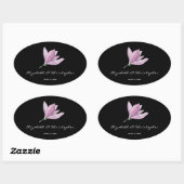 Sticker Ovale Floral Magnolia sur le Mariage noir (Feuille)
