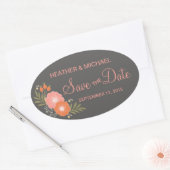 Sticker Ovale Floral rustique Enregistrer la date (Enveloppe)